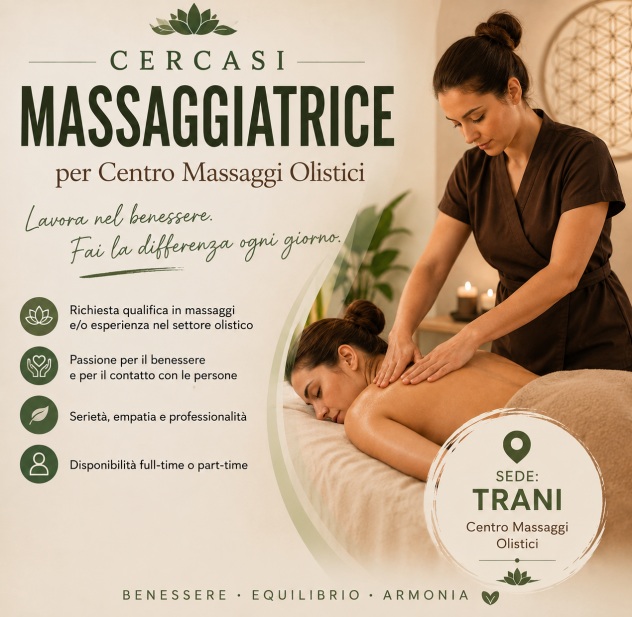TRANI Massaggiatrice Professionale – Inserimento Immediato Tel:3926649905