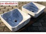 Coppia di lavabo da appoggio in marmo bianco