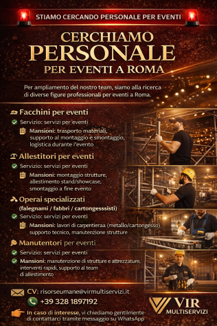 ROMA LAVORO SUBITO IN EVENTI
