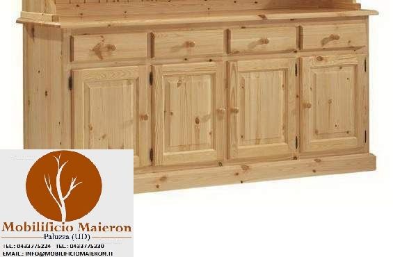 Mobili Rustici Enna Country Shabby in Legno Credenza 4 Ante Taverna Soggiorno