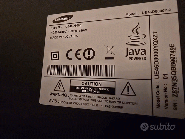 Smart TV Samsung Series 8 UE46D8000YQXZT 3D LED 46 POLLICI - Foto 2