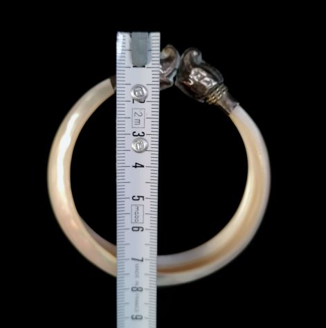 SPETTACOLARE ANTICO BRACCIALE CINGALESE IN MADREPERLA E METALLO ARGENTATO. - Foto 10