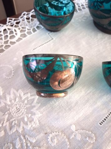 Vaso bottiglia per ciliegie / sciroppi anni '20 con inserti in argento - Foto 3