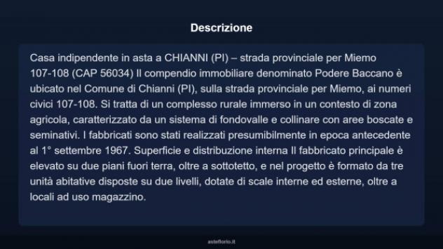 Immobile in asta di 191 m² con più di 5 locali in vendita a Chianni - Foto 7