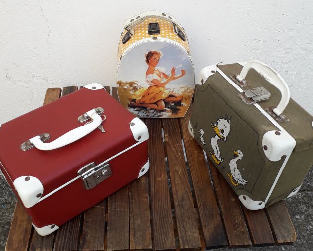 Trittico piccole valigette vintage in buono stato . - Foto 3