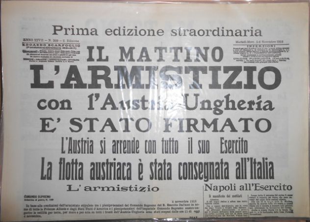 Ristampa Il Mattino Armistizio 5-6 novembre 1918