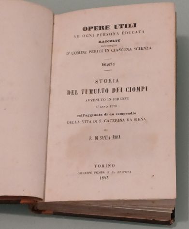 STORIA DEL TUMULTO DEI CIOMPI, ED. G. POMBA 1843. - Foto 3