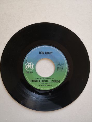 Disco Vinile 45 giri di Don Backy "Bianchi cristalli sereni" originale del 1971 - Foto 2