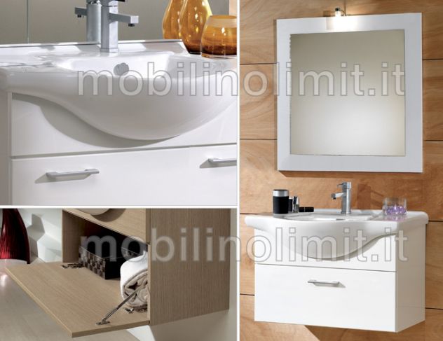 Mobile Bagno Sospeso - Bianco Striato (55) - Nuovo