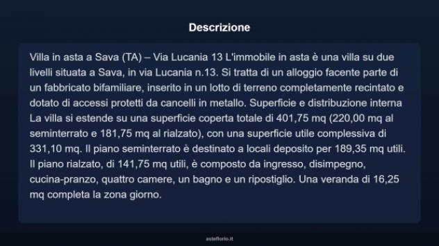 Immobile in asta di 362 m² con più di 5 locali in vendita a Sava - Foto 3