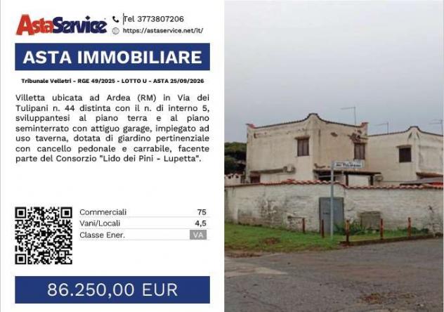 Tribunale Velletri - RGE 49/2025 - LOTTO U - Tribunale Velletri - RGE 49/2025 - LOTTO U - ASTA 25/09/2026