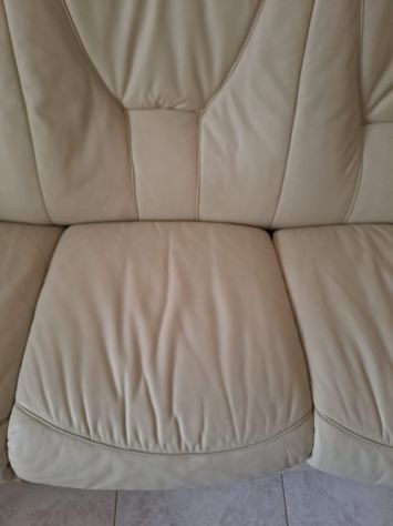 Divano Pelle Poltrona Pelle Salotto Beige Crema - Foto 3