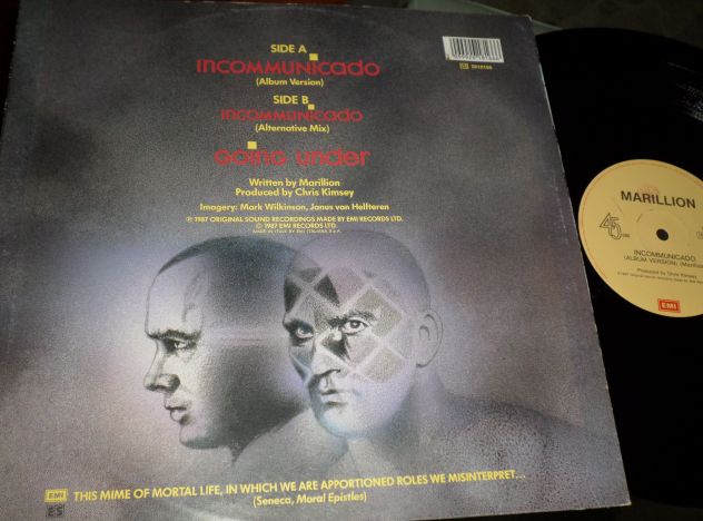 MARILLION - Incommunicado (LP Mix) 3 Track 12'' / 45 RPM Single 1987 Italy EMI - Foto 2