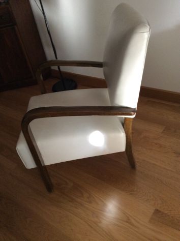 Poltrona anni 30 restaurata in pelle bianca - Foto 2