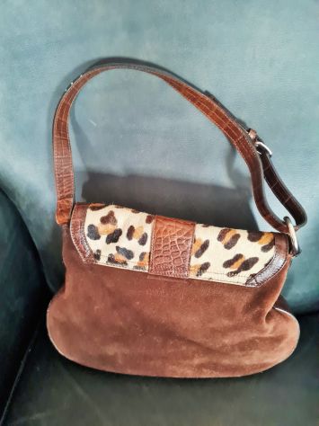 Borsa Vintage Capaccioli in pelle marrone di camoscio da spalla con design - Foto 2