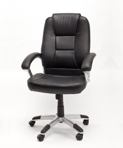 POLTRONA UFFICIO ERGONOMICA GIREVOLE IN ECOPELLE NERA - DIREZIONALE MODELLO CARTIER - NUOVA - Foto 2