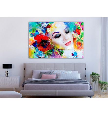 Quadro Donna E Fiori Cm. 90x60 E 120x80 - ARREDALACASA - Foto 2