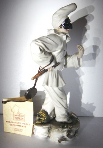 Capodimonte-Pulcinella-porcellana dipinta a mano-h 22-Lab. Ceramiche Principe - Foto 2