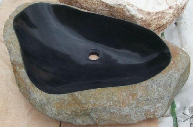 Lavabo lavandino da appoggio in pietra sasso di fiume 1 - Foto 9