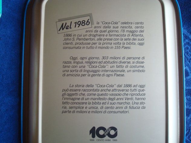 Vassoio in metallo + 6 Sottobicchieri commemorazione 100 Anni COCA COLA - Foto 2