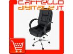 POLTRONA UFFICIO ERGONOMICA GIREVOLE IN ECOPELLE NERA - DIREZIONALE MODELLO &hellip;