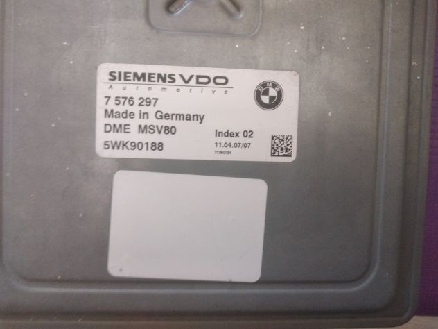 Centralina motore Siemens, BMW, 7576297, 7 576 297, DME MSV80, 5WK90188, Indice - Foto 4