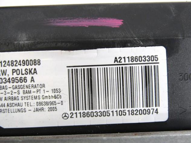 A2118704326 KIT AIRBAG MERCEDES CLASSE E 280 W211 3.0 D 140KW AUT 4P (2007) RICAMBIO USATO CON CRUSCOTTO LEGGERMENTE DANNEGGIATO (VEDI FOTO) A21186033 - Foto 6