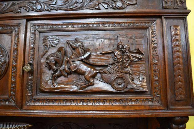 Credenza doppio corpo del XX secolo stile Neorinascimentale - Foto 6