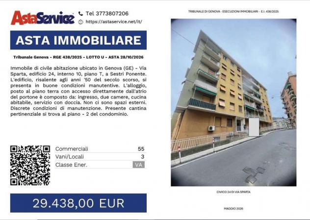Tribunale Genova - RGE 438/2025 - LOTTO U - Tribunale Genova - RGE 438/2025 - LOTTO U - ASTA 28/10/2026