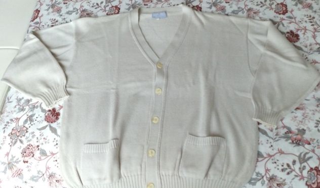 CARDIGAN DA UOMO IN COTONE PANNA - Foto 2