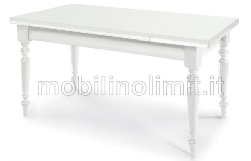 Tavolo Con Gambe Tornite (140) - Bianco Opaco - Nuovo