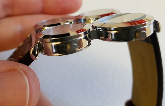 Orologio a 4 quadranti indipendenti in acciaio cinturino in pelle - Foto 10