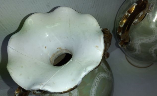 COPPIA DI VASI IN CERAMICA FILETTATI ORO ZECCHINO EPOCA ANNI 50/60 - Foto 5