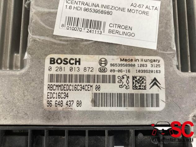 Centralina Motore Citroen Berlingo 1.6 Hdi 0281013872 9664843780 - 38974 - Foto 3