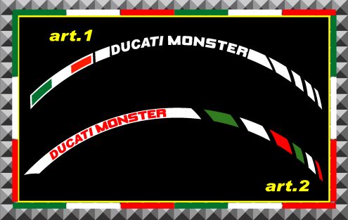 Adesivi cerchi moto DUCATI MONSTER tricolore - 18 pezzi