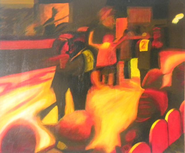 Quadro di Angelo Salvadori "GARA DI BALLO"