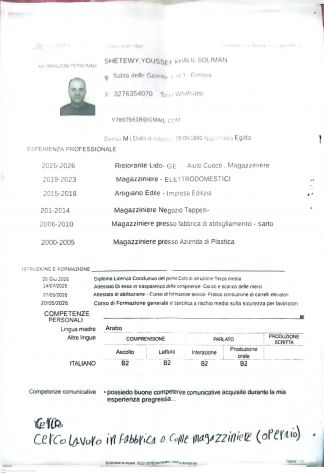 Cerco lavoro come Magazziniere a Genova - Disponibile subito - Con esperienza