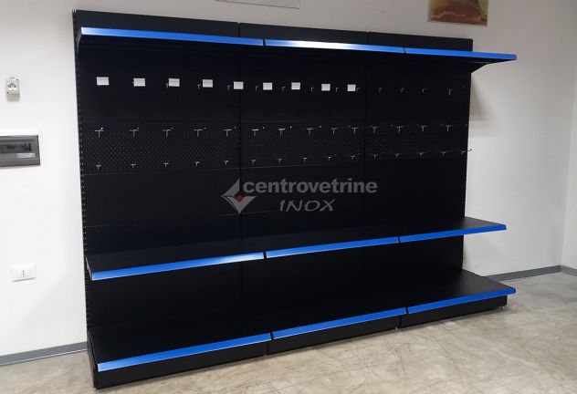 SCAFFALE IN FERRO NERO CON FORATI DA 303 CON PIANO BASE 40 E PIANI DA 40 - Foto 9