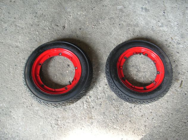 ruote n. 2 per carrello motocoltivatore 300/10 complete di cerchio come nuove