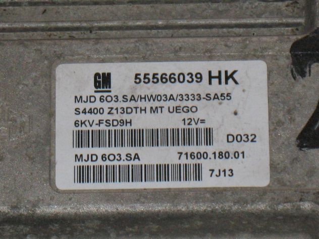 55566039 ECU CENTRALINA OPEL CORSA 55566039HK 55566039 MJD6O3.SA HW03A MJD603.S - Foto 2