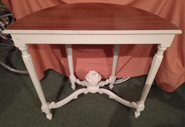 CONSOLLE DI ANTIQUARIATO VINTAGE SHABBY CHIC LACCATA e ARGENTATA - Foto 2