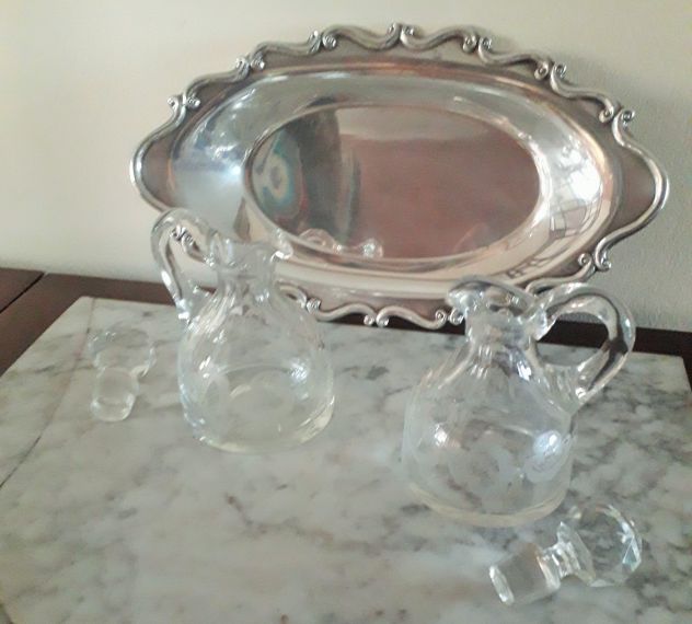 Antico elegante set ampolle in cristallo molato - Foto 3