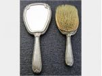 Vecchio set in argento specchio e spazzola,