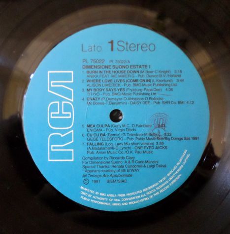 DIMENSIONE SUONO Estate 1 RDS (Titiyo, Snap, Enigma) LP / 33 giri 1991 Italy - Foto 2
