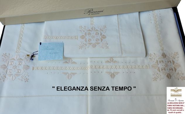 lenzuola ricamate a mano cm. 270 x 300 complete di sotto . - Foto 9