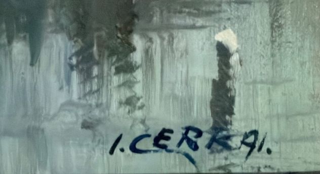 Ivano Ivo Cerrai pittore quadro olio su tela Nevicata - Foto 2