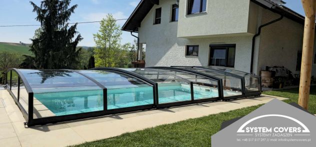 Tettoie e Coperture per Piscine, Copertura telescopica per Piscina 3,7x6,4x0,8 - Foto 3