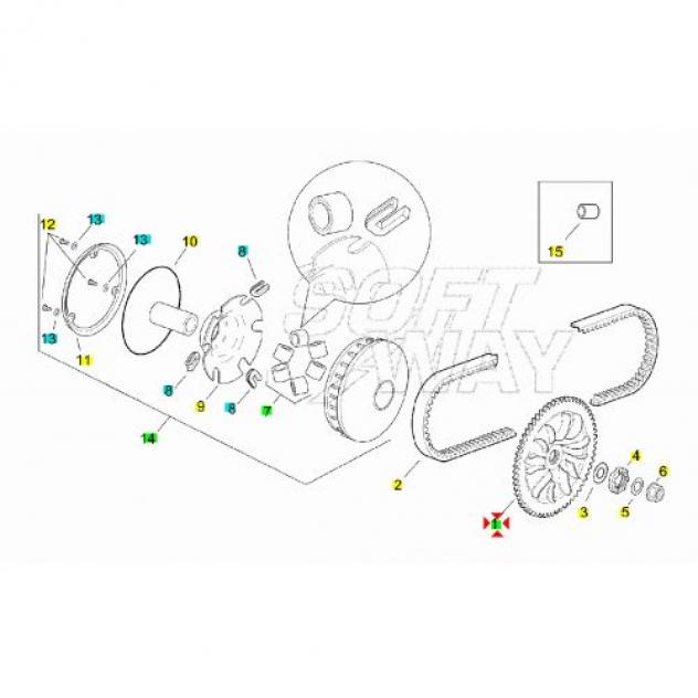Semipuleggia fissa scooter Aprilia Gilera Piaggio - Foto 3