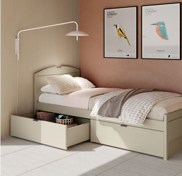 letto abete con cestoni