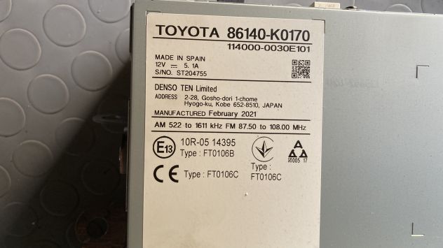 Display autoradio multifunzione Toyota Yaris del 2021 (86140-K0170) - Foto 4